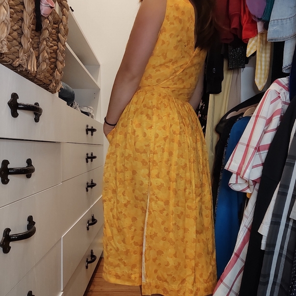 Vintage style retro yellow wrap dress 1950s xs-med - Picture 5 of 5